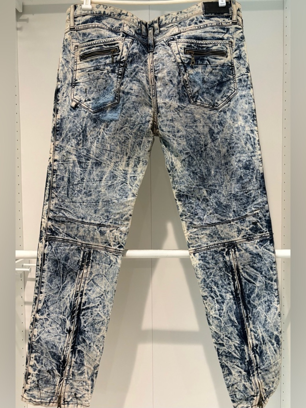 Robin’s Jeans Men’s Acid Wash Moto Denim 40x34